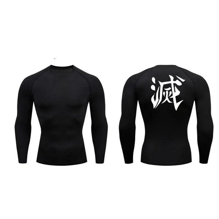 T-Shirt de Compression Manches Longues - Demon Slayer-MANGA SHOP-Noir-XS-Manga Shop