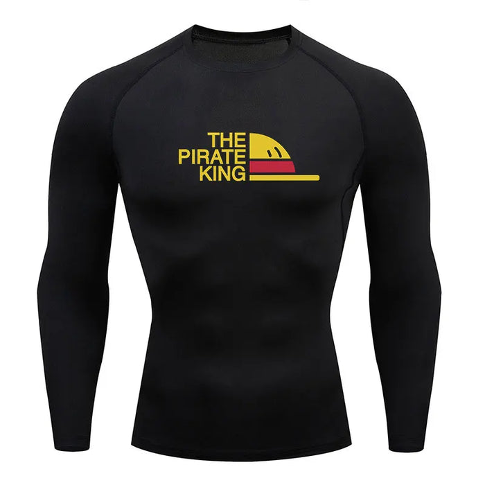 T-Shirt de Compression - One Piece Pirate King Manche Longue-Manga Shop-Noir-XS-Manga Shop