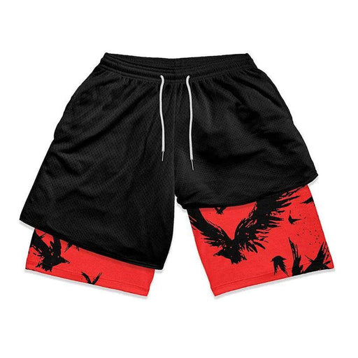 Short de Fitness de Compression - Berserk Karasu Noir et Rouge-MANGA SHOP-Manga Shop