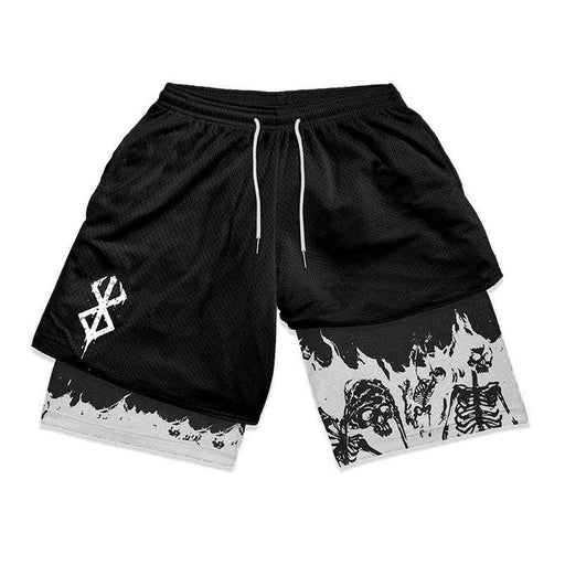 Short de Fitness de Compression - Berserk Noir et Blanc-MANGA SHOP-Manga Shop