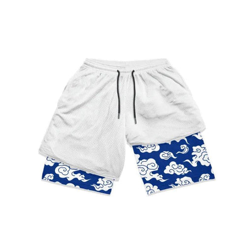 Short de Fitness de Compression - Short One Piece Gear 5 Blanc et Bleu-MANGA SHOP-Manga Shop