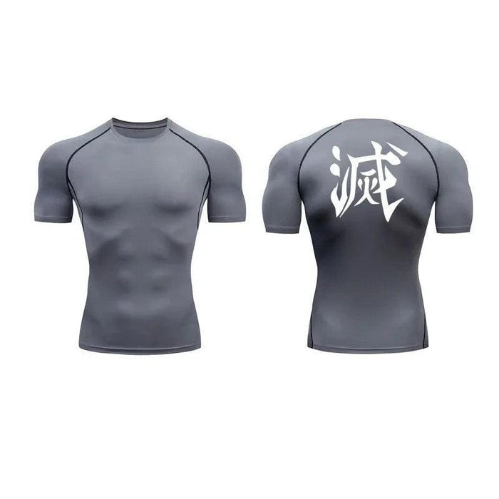 T-Shirt de Compression - Demon Slayer-MANGA SHOP-Gris/Blanc-XS-Manga Shop