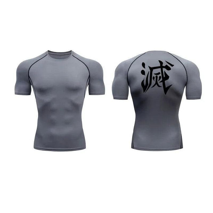 T-Shirt de Compression - Demon Slayer-MANGA SHOP-Gris/Noir-XS-Manga Shop