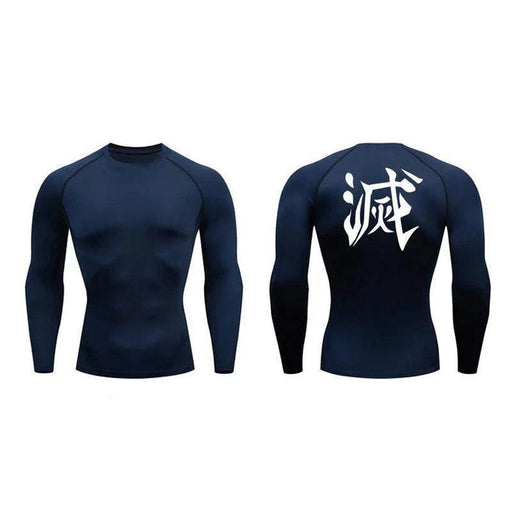 T-Shirt de Compression Manches Longues - Demon Slayer-MANGA SHOP-Marine-XS-Manga Shop