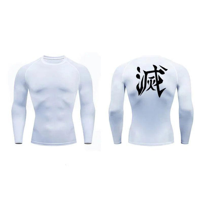 T-Shirt de Compression Manches Longues - Demon Slayer-MANGA SHOP-Blanc-XS-Manga Shop