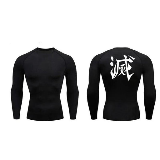 T-Shirt de Compression Manches Longues - Demon Slayer-MANGA SHOP-Noir-XS-Manga Shop