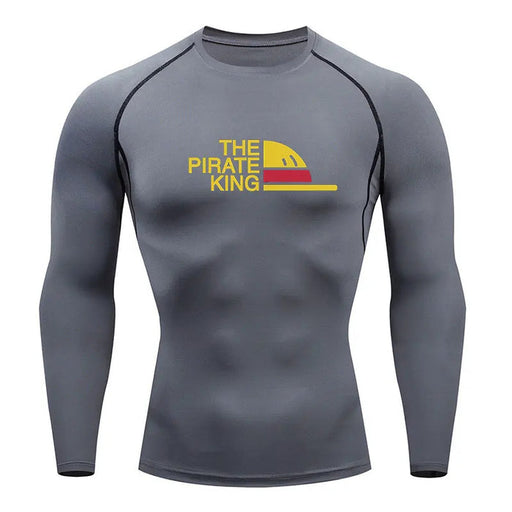 T-Shirt de Compression - One Piece Pirate King Manche Longue-Manga Shop-Gris-XS-Manga Shop