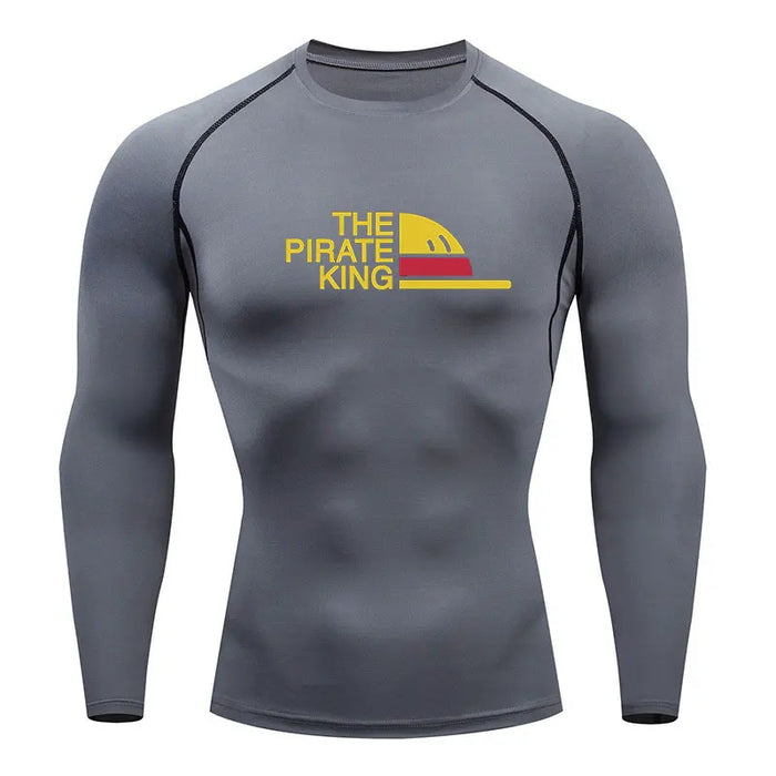 T-Shirt de Compression - One Piece Pirate King Manche Longue-Manga Shop-Gris-XS-Manga Shop