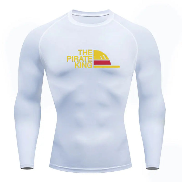 T-Shirt de Compression - One Piece Pirate King Manche Longue-Manga Shop-Blanc-XS-Manga Shop