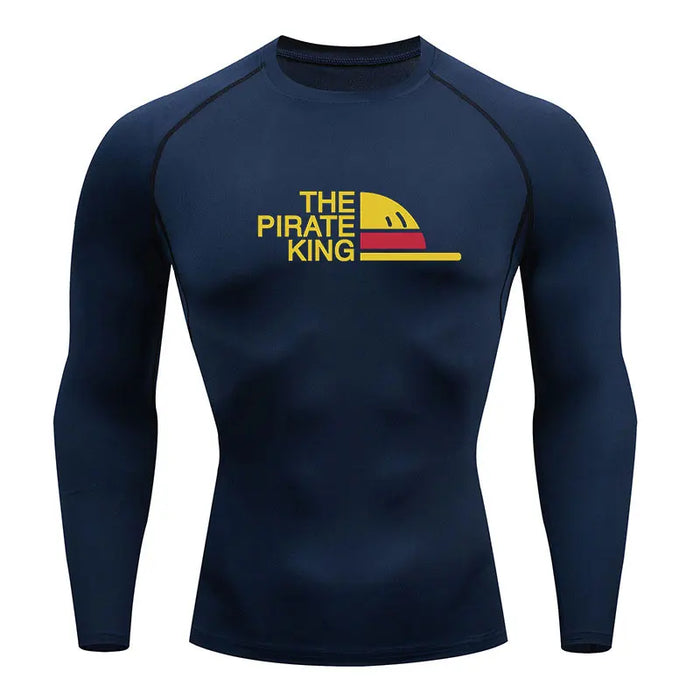 T-Shirt de Compression - One Piece Pirate King Manche Longue-Manga Shop-Marine-XS-Manga Shop