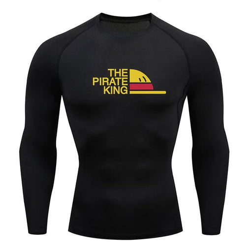 T-Shirt de Compression - One Piece Pirate King Manche Longue-Manga Shop-Noir-XS-Manga Shop